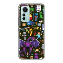 Чехол Майнкрафт на Xiaomi Mi 12 Lite (AlphaPrint) Minecraft (Коллаж Майнкрафт)