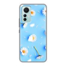Чехол с Цветами для Xiaomi Mi 12 Lite (ромашки на голубом)