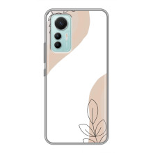 Силиконовый чехол с принтом в цветах на Xiaomi Mi 12 Lite – Нюдовый дизайн