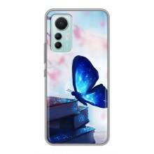 Силиконовый бампер с картинкой животных для Xiaomi Mi 12 Lite (Бабочка синяя)