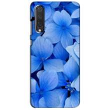 Силіконовий бампер з принтом (квіточки) на Сяомі Мі 9 Лайт (Сині квіти)