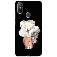 Чехлы (ART) Цветы на Xiaomi Mi A2 Lite (VPrint) (Белые цветы)