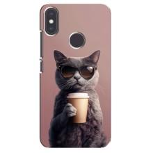 Чехол с принтом стильные животные для Ксиаоми Ми Эй 2 – Кот с кофе