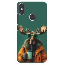 Чехол с принтом стильные животные для Ксиаоми Ми Эй 2 – Лось с кофе