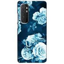 Чехлы (ART) Цветы на Xiaomi Mi Note 10 Lite (VPrint) (Голубые Бутоны)