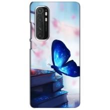 Силиконовый бампер с картинкой животных для Xiaomi Mi Note 10 Lite (Бабочка синяя)