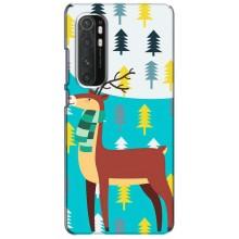 Силиконовый бампер с картинкой животных для Xiaomi Mi Note 10 Lite (Олень с шарфом)