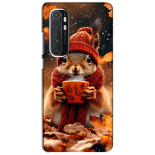 Печатный чехол «Зверята с кофе» для Xiaomi Mi Note 10 Lite – Белка с кофе