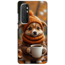 Печатный чехол «Зверята с кофе» для Xiaomi Mi Note 10 Lite – Песик с кофе