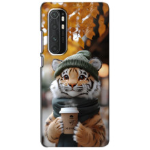 Печатный чехол «Зверята с кофе» для Xiaomi Mi Note 10 Lite – Тигр с кофе