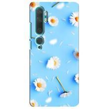 Чехол с Цветами для Xiaomi Mi Note 10 (ромашки на голубом)