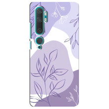 Силконовий чохол з принтом в квітах на Xiaomi Mi Note 10 – Фіолетовий дизайн