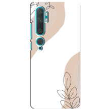 Силконовий чохол з принтом в квітах на Xiaomi Mi Note 10 – Нюдовий дизайн