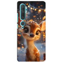 Яскравий чохол для Xiaomi Mi Note 10 з Зимові Оленята (Оленятко серед герлянд)
