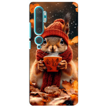 Печатный чехол «Зверята с кофе» для Xiaomi Mi Note 10 – Белка с кофе