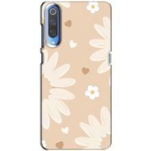 Чехол с цветочным принтом на Ксяоми Ми 9 – Бежевые цветы