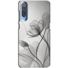 Чехол с цветочным принтом на Ксяоми Ми 9 – Черные цветы