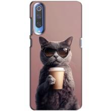 Чехол с принтом стильные животные для Ксяоми Ми 9 (Кот с кофе)