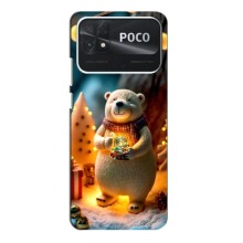 Чохли на Новий Рік Xiaomi POCO C40 – Новорічний ведмедик