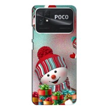 Чехлы на Новый Год Xiaomi POCO C40 (Снеговик в шапке)