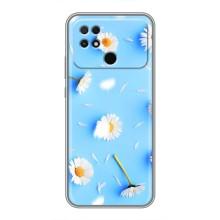 Чохол з Квітами для Xiaomi POCO C40 (ромашки на блакитному)