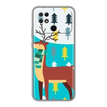Силиконовый бампер с картинкой животных для Xiaomi POCO C40 – Олень с шарфом