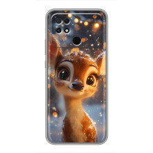 Яркий чехол для Xiaomi POCO C40 с Зимними Оленятами – Оленёнок среди гирлянд
