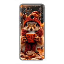Печатный чехол «Зверята с кофе» для Xiaomi POCO C40 – Белка с кофе
