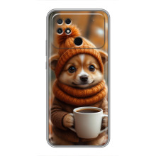 Печатный чехол «Зверята с кофе» для Xiaomi POCO C40 – Песик с кофе