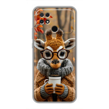Печатный чехол «Зверята с кофе» для Xiaomi POCO C40 – Жираф с кофе