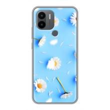 Чехол с Цветами для Xiaomi Poco C50 (ромашки на голубом)