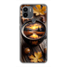 Чехол с уникальным дизайном «Осень с кофе» для Xiaomi Poco C50 – Тёмный кофе