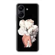 Чехлы (ART) Цветы на Xiaomi POCO C65 (VPrint) (Белые цветы)