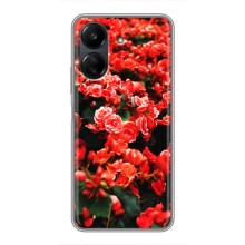 Чехлы с Цветами для Xiaomi POCO C65 (VPrint) (Цветы красные)