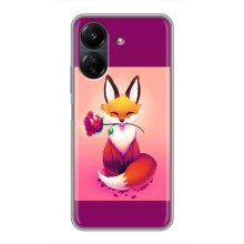 Чехлы с картинкой Лисички для Xiaomi POCO C65 (VPrint) (Лисичка с розочкой)