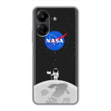 Силиконовый бампер с принтом "Наса" на Xiaomi POCO C65 (Космонавт NASA)