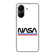 Силіконовый бампер з принтом "Наса" на Xiaomi POCO C65 – NASA на білому тлі