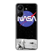 Силиконовый бампер с принтом "Наса" на Xiaomi POCO C65 (Nasa на луне)