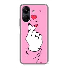 Чехол с принтом для Xiaomi POCO C65 (AlphaPrint - Знак сердечка) – Знак Love