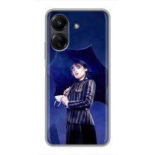 Чехлы Венсдей на Xiaomi POCO C65 Уэнсдей (AlphaPrint) (Уэнздей с зонтом)