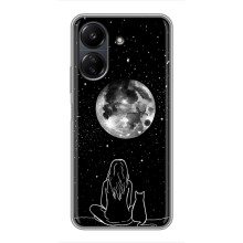 Чехол с рисунком кот на Xiaomi POCO C65 (Девушка с котом)