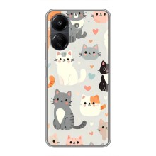 Чехол с рисунком кот на Xiaomi POCO C65 (Коллаж котов)