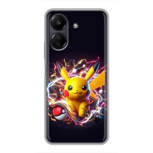 Чехол с Пикачу на Xiaomi POCO C65 (Пикачу с мячом)
