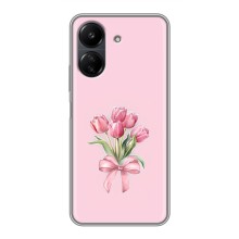 Чехол с розовым рисунком для Xiaomi POCO C65 (Букет цветов)