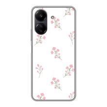 Чехол с розовым рисунком для Xiaomi POCO C65 (Розовые цветы)