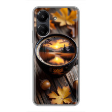Чехол с уникальным дизайном «Осень с кофе» для Xiaomi POCO C65 – Тёмный кофе