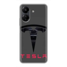 Силіконовий бампер з картинкою машини на Xiaomi POCO C65 (Logo TESLA)