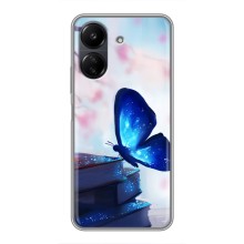 Силиконовый бампер с картинкой животных для Xiaomi POCO C65 (Бабочка синяя)