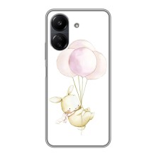 Силиконовый бампер с картинкой животных для Xiaomi POCO C65 (Кролик и шарики)