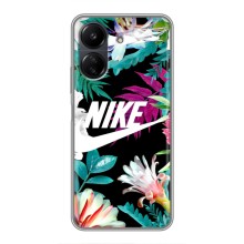 Силиконовый Чехол на Xiaomi POCO C65 с картинкой Nike (Цветочный Nike)